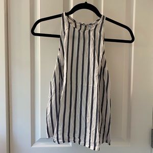 Navy/White striped flowy tank top